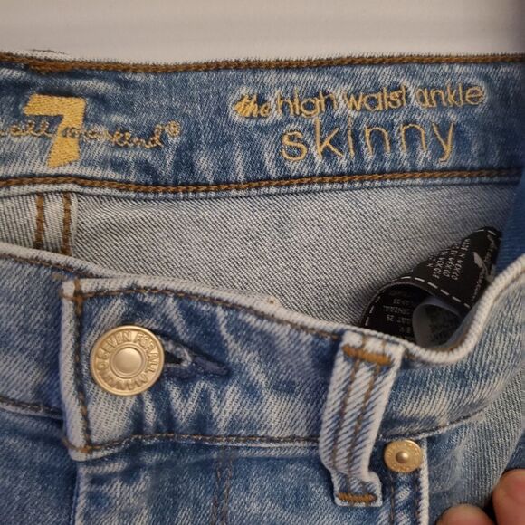 7 for all mankind High Waist Ankle Skinny Destroy Jeans Size 28 - Picture 5 of 8